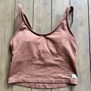 Vuori Halo Performance Crop Tank with Built-In Bra – Rust Brown